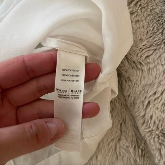 White House Black Market White Sheer Button Down Tunic Blouse - Picture 5 of 5